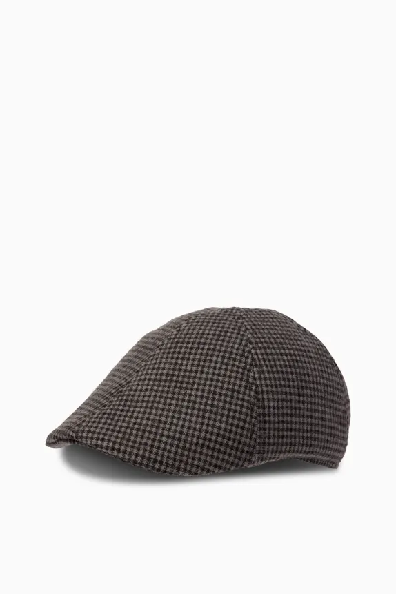 Flat cap - check dark gray