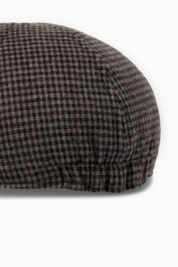 Flat cap - check dark gray