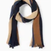 Knitted scarf - striped blue