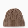Knitted hat - cable knit pattern beige