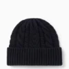 Knitted hat - cable knit pattern dark blue