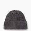Knitted hat - cable knit pattern dark gray