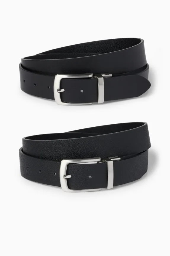 Reversible belt - faux leather black