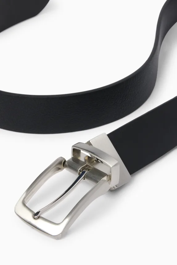 Reversible belt - faux leather black