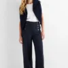 Jersey trousers - mid-rise waist - wide leg dark blue