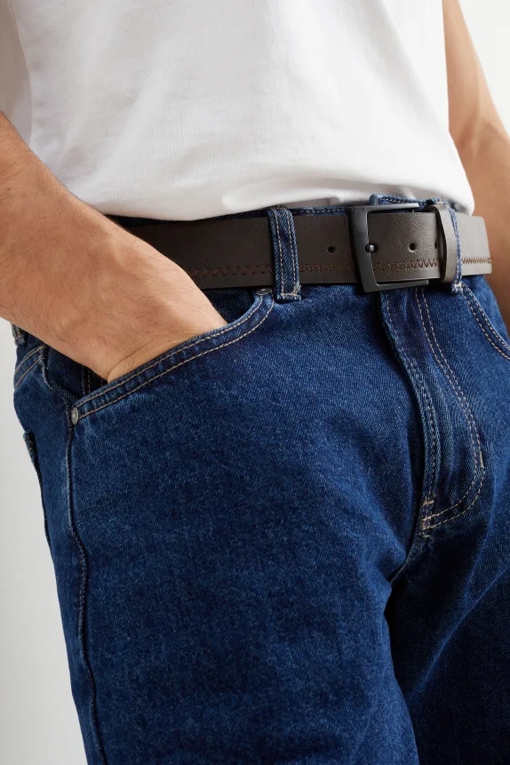 Belt - faux leather dark brown