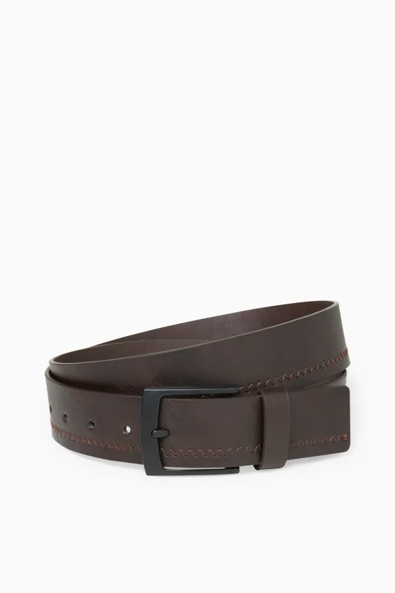 Belt - faux leather dark brown
