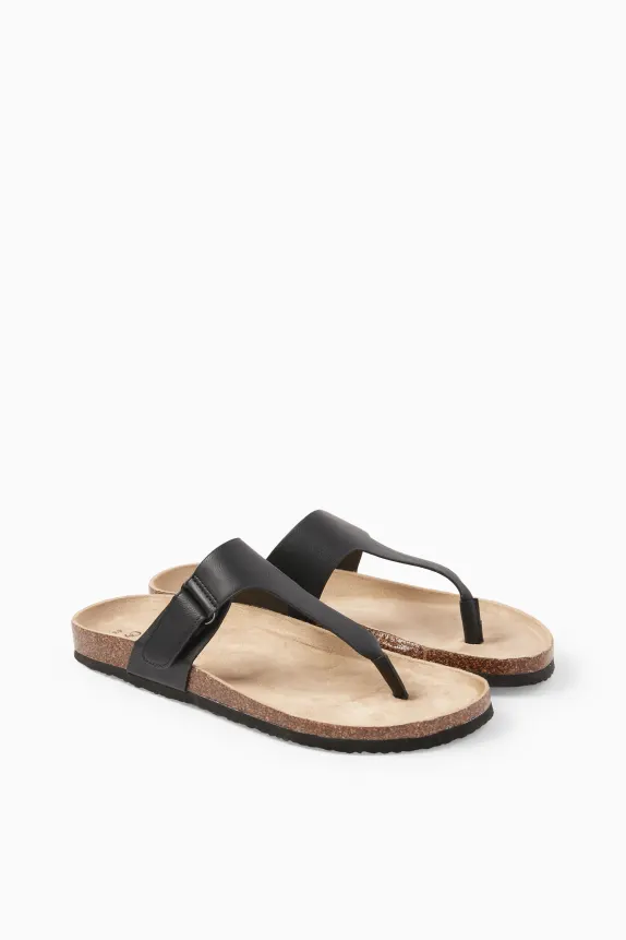 Thong sandals - faux leather black