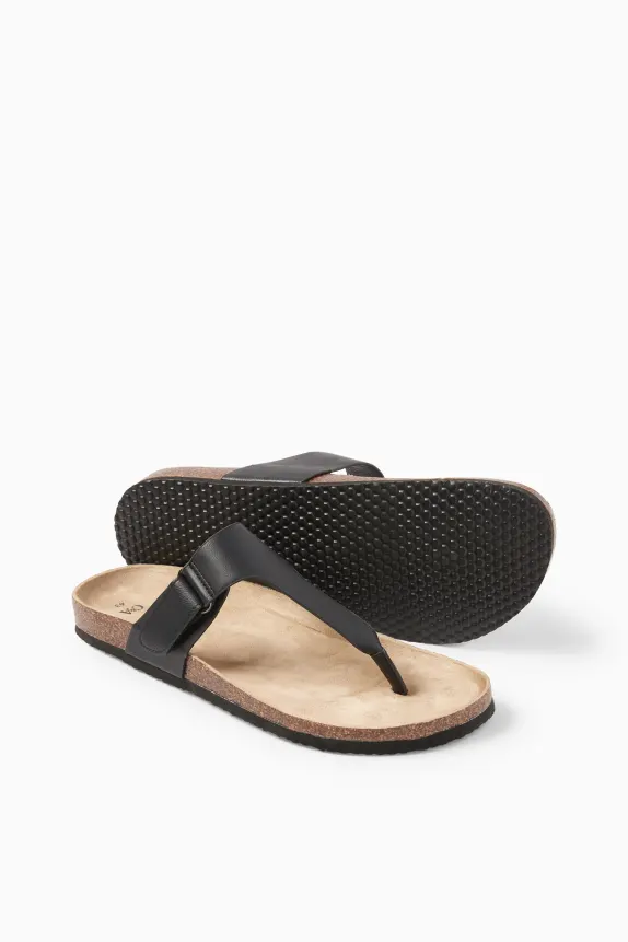 Thong sandals - faux leather black
