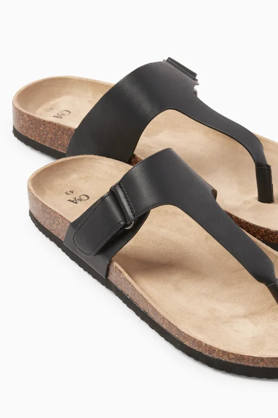 Thong sandals - faux leather black