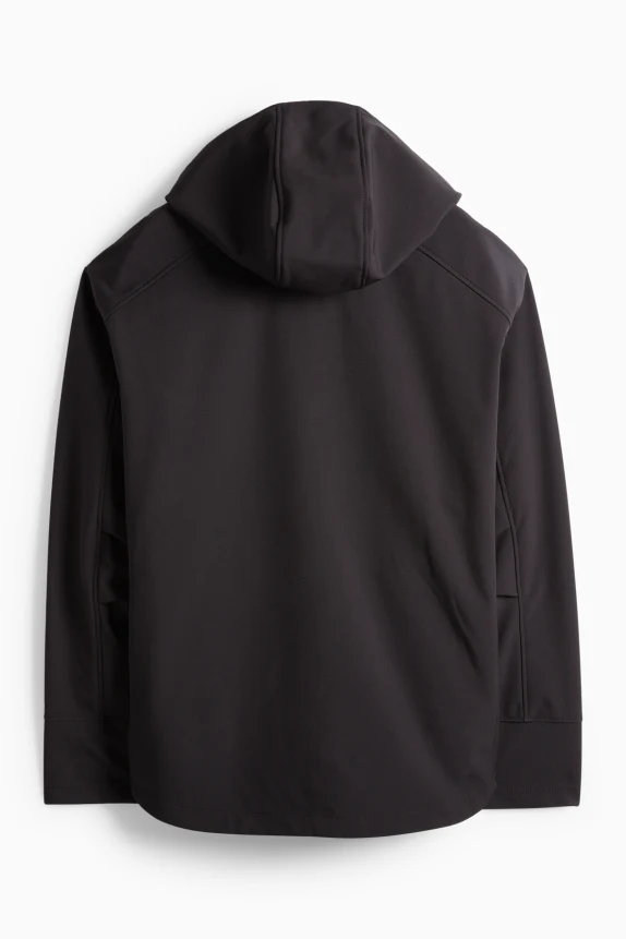 Softshell jacket with hood - water-repellent black