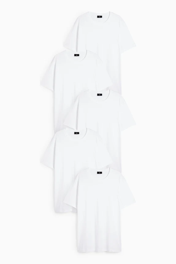 Multipack of 5 - T-shirt - regular fit white
