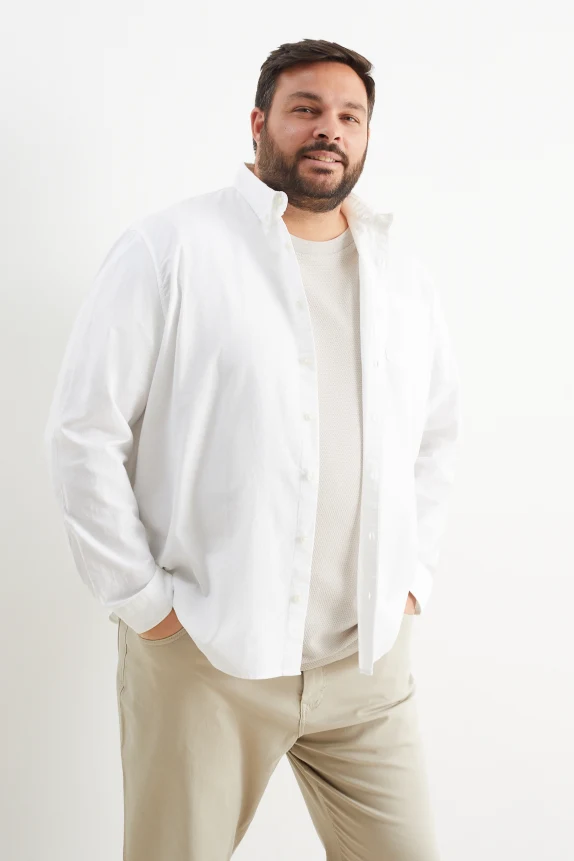 Oxford shirt - regular fit - button-down collar cremewhite