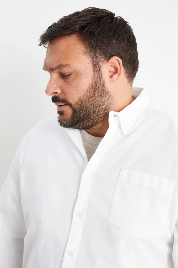 Oxford shirt - regular fit - button-down collar cremewhite