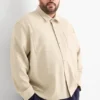 Shirt jacket - relaxed fit - kent collar beige