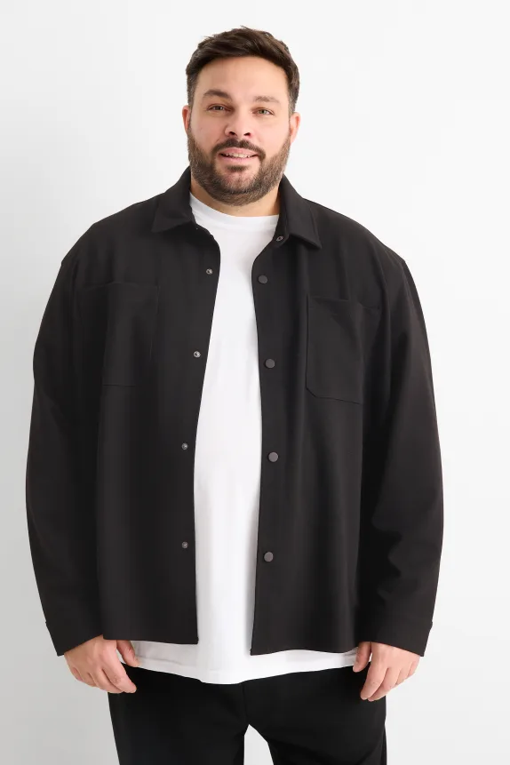 Shirt jacket - relaxed fit - kent collar black
