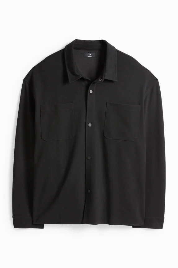 Shirt jacket - relaxed fit - kent collar black