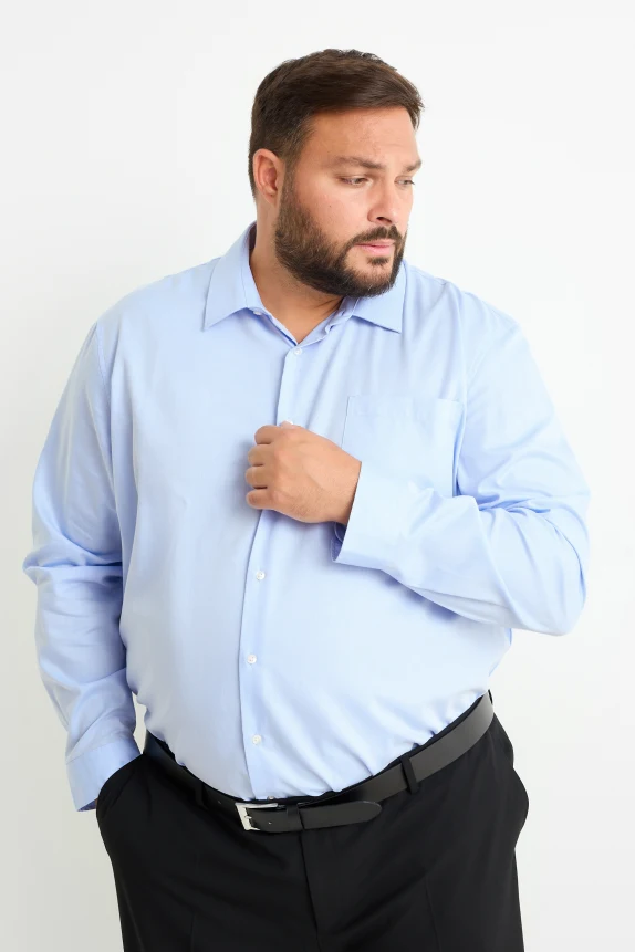 Shirt - regular fit - kent collar - easy-iron light blue