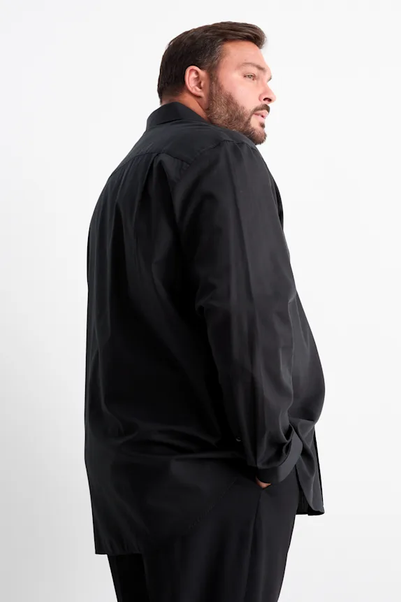Shirt - regular fit - kent collar - easy-iron black