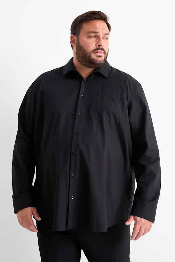 Shirt - regular fit - kent collar - easy-iron black