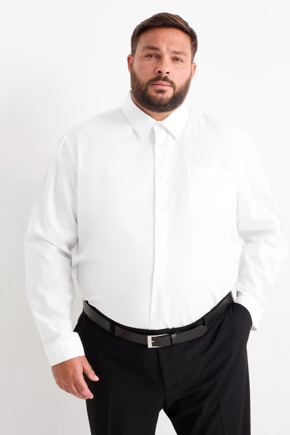 Shirt - regular fit - kent collar - easy-iron cremewhite