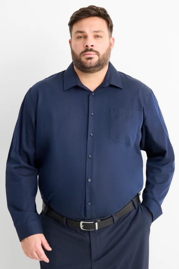 Shirt - regular fit - kent collar - easy-iron dark blue