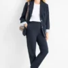 Cloth trousers - high waist - tapered fit dark blue