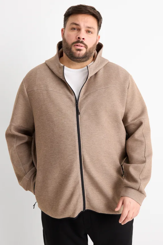 Zip-through hoodie brown