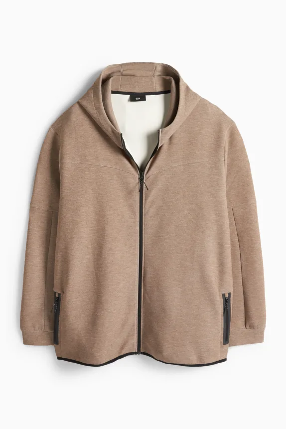 Zip-through hoodie brown