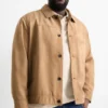Shirt jacket - faux suede brown