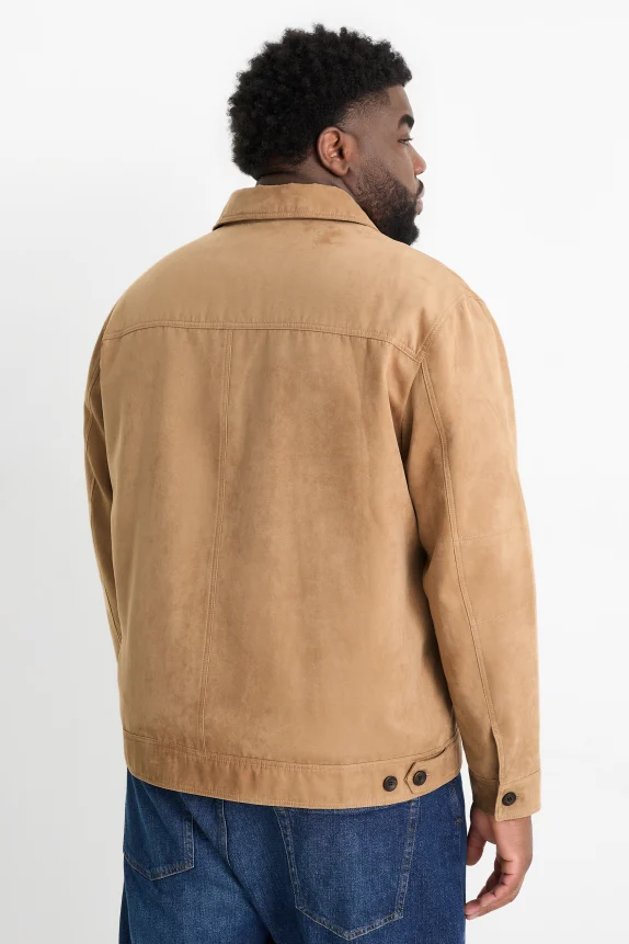 Shirt jacket - faux suede brown