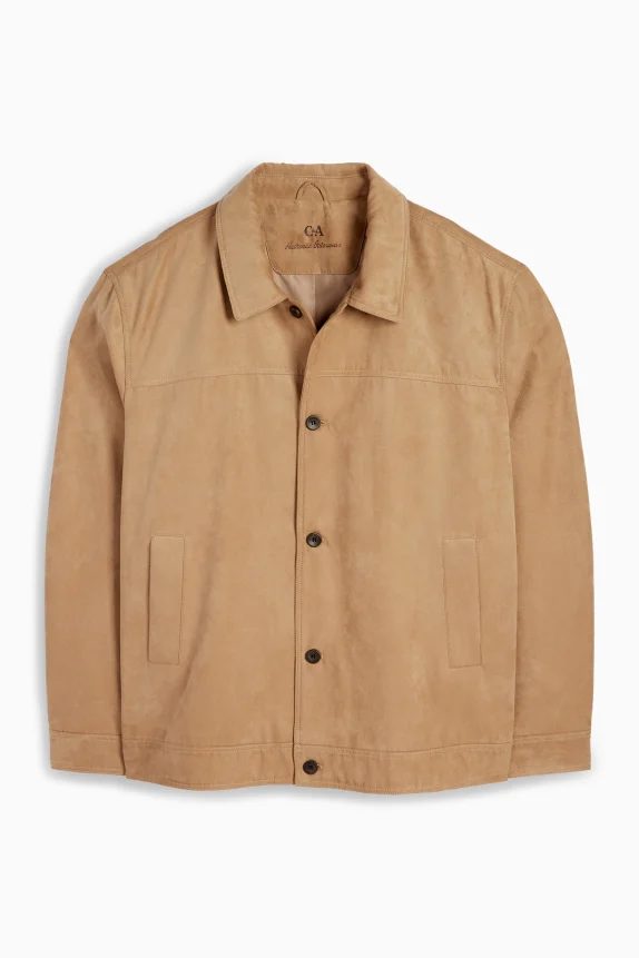 Shirt jacket - faux suede brown
