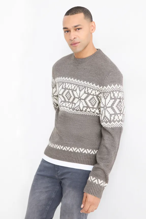 Jumper - patterned - textured gray-melange