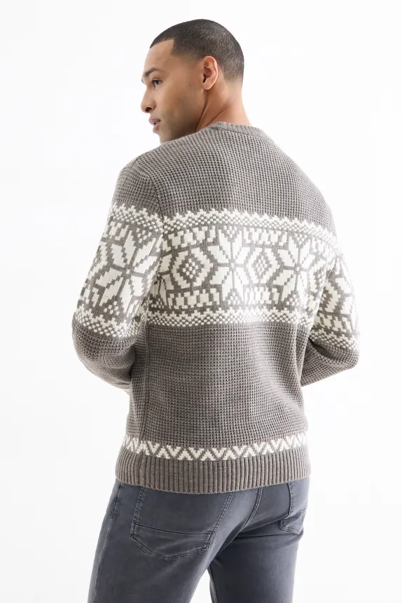 Jumper - patterned - textured gray-melange