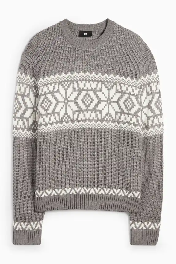 Jumper - patterned - textured gray-melange