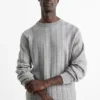 Jumper - wool blend - textured gray