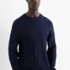 Jumper - wool blend - textured dark blue