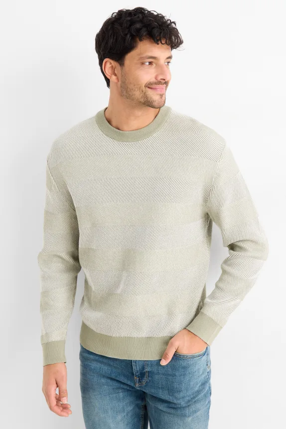 Jumper - striped - textured mint green