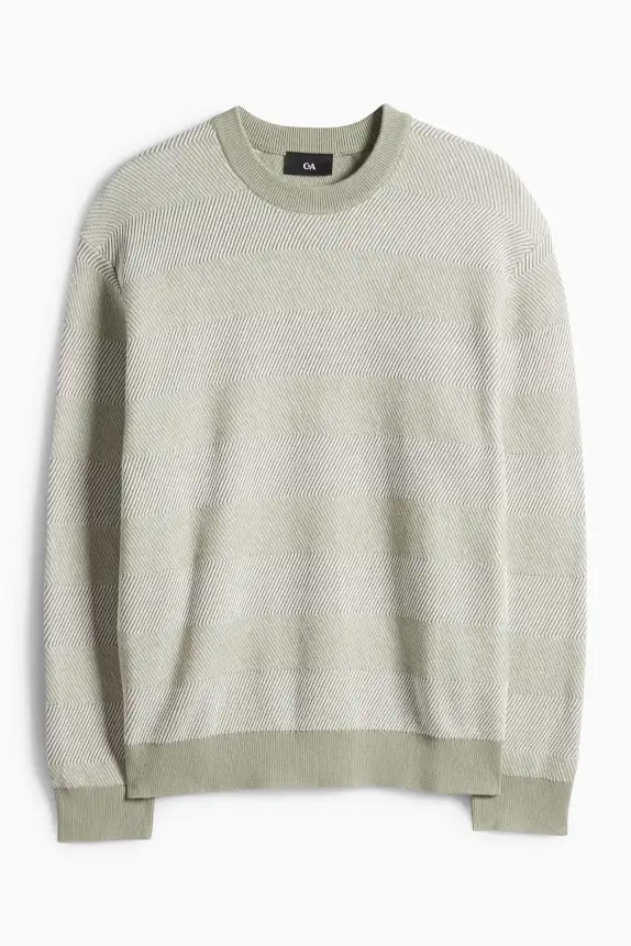Jumper - striped - textured mint green