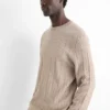 Jumper - wool blend - textured light beige