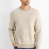 Jumper - striped - textured light beige