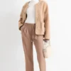 Cloth trousers - high waist - tapered fit beige