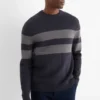 Jumper - striped - textured dark blue