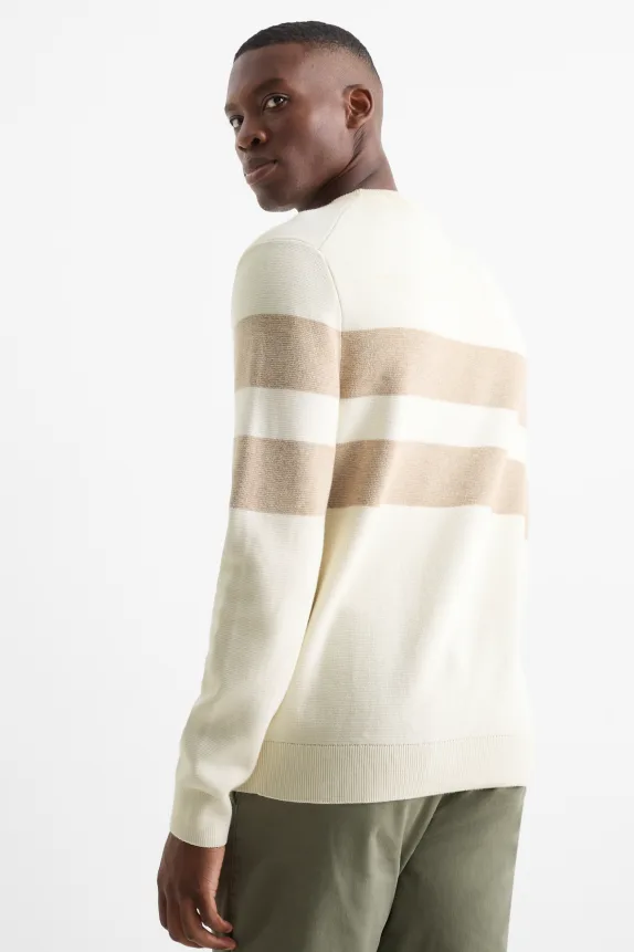 Jumper - striped - textured cremewhite