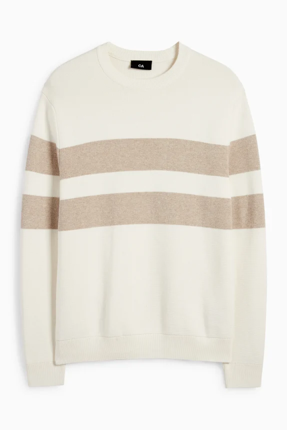 Jumper - striped - textured cremewhite