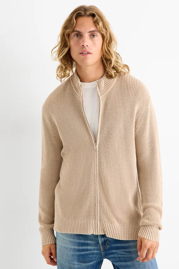 Cardigan - ribbed beige