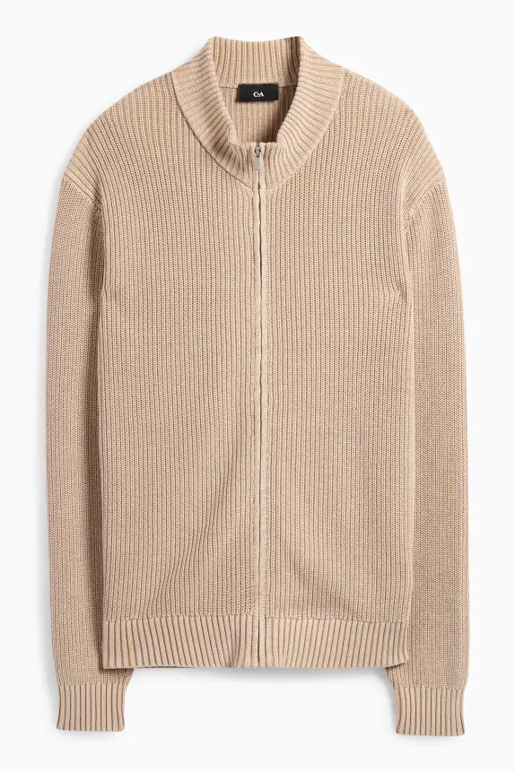 Cardigan - ribbed beige