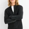 Cardigan - ribbed black-melange