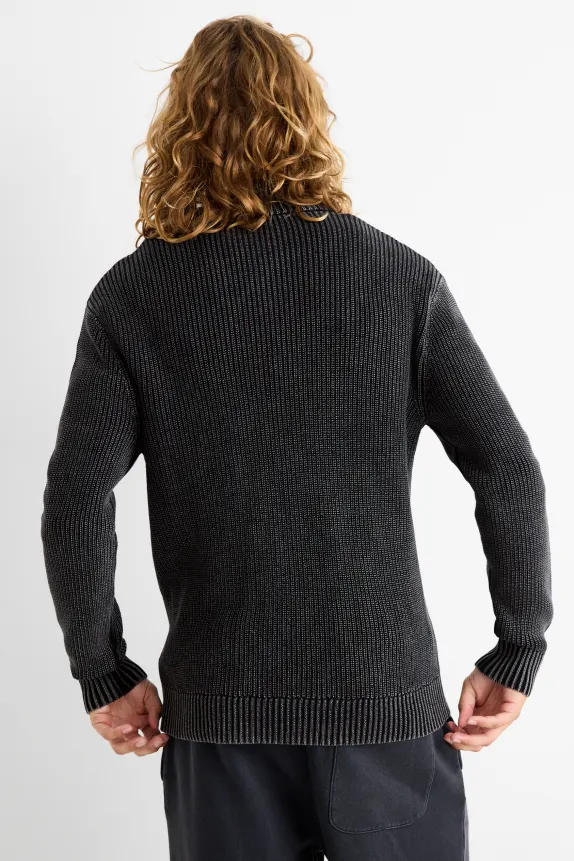 Cardigan - ribbed black-melange
