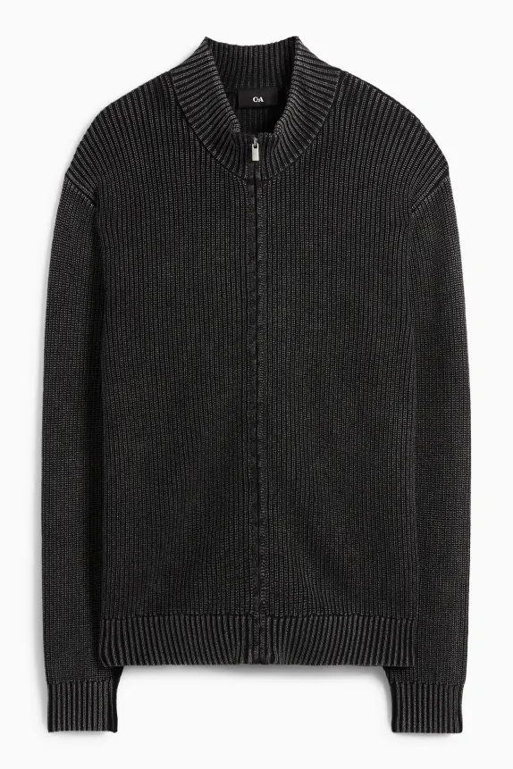 Cardigan - ribbed black-melange